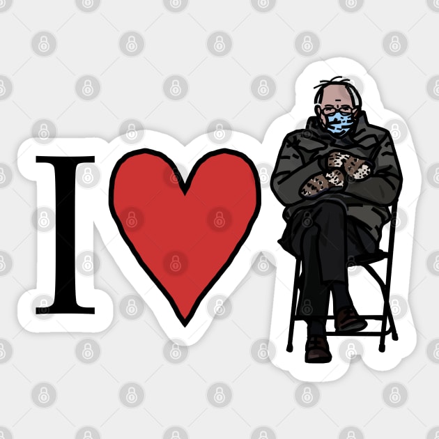 I Heart Bernie Sanders Mittens Love on Valentines Day Sticker by ellenhenryart